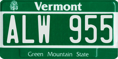VT license plate ALW955
