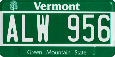 VT license plate ALW956