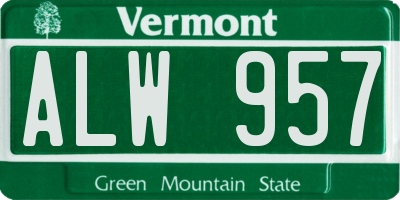 VT license plate ALW957