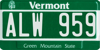 VT license plate ALW959