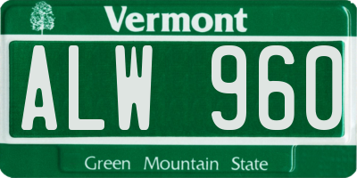 VT license plate ALW960