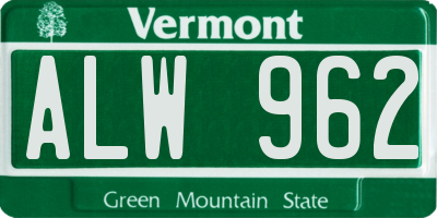 VT license plate ALW962