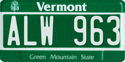 VT license plate ALW963