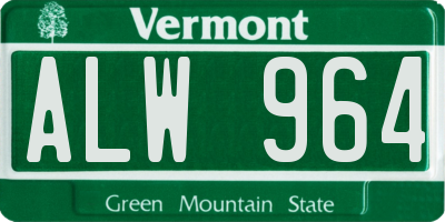 VT license plate ALW964