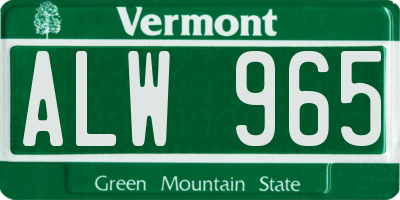 VT license plate ALW965