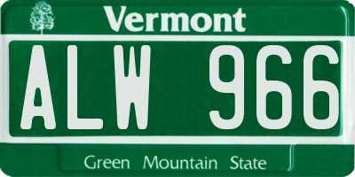 VT license plate ALW966