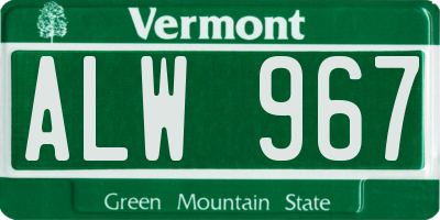 VT license plate ALW967