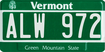 VT license plate ALW972