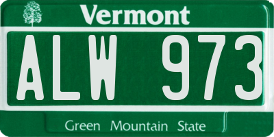 VT license plate ALW973