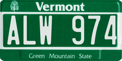 VT license plate ALW974