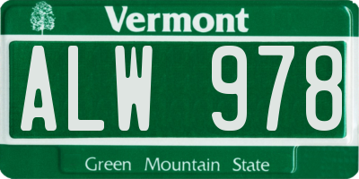VT license plate ALW978