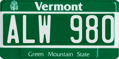 VT license plate ALW980