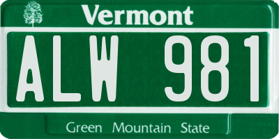 VT license plate ALW981