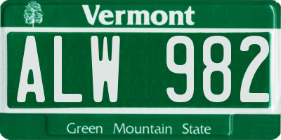 VT license plate ALW982