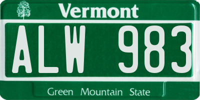 VT license plate ALW983
