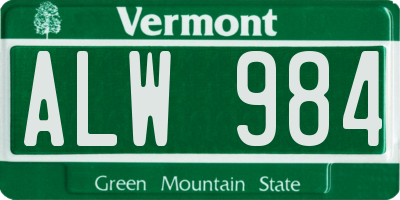 VT license plate ALW984