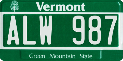 VT license plate ALW987