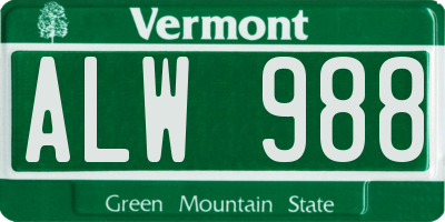 VT license plate ALW988