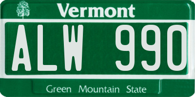 VT license plate ALW990