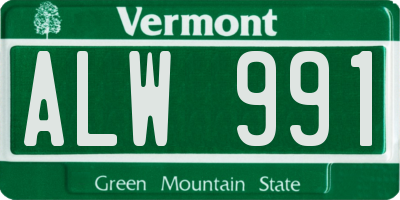 VT license plate ALW991