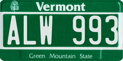 VT license plate ALW993
