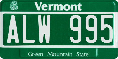 VT license plate ALW995