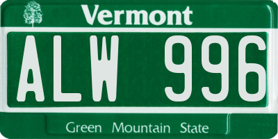 VT license plate ALW996