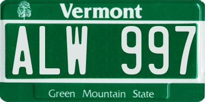VT license plate ALW997