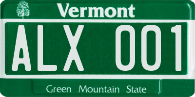 VT license plate ALX001