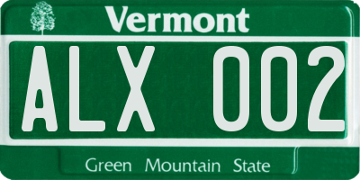 VT license plate ALX002
