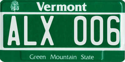 VT license plate ALX006