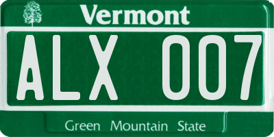 VT license plate ALX007