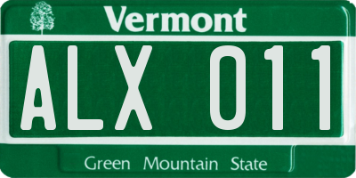 VT license plate ALX011