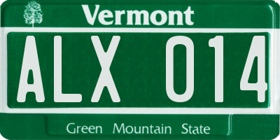 VT license plate ALX014