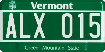 VT license plate ALX015