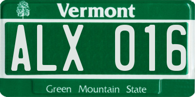 VT license plate ALX016
