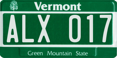 VT license plate ALX017