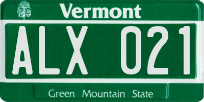 VT license plate ALX021