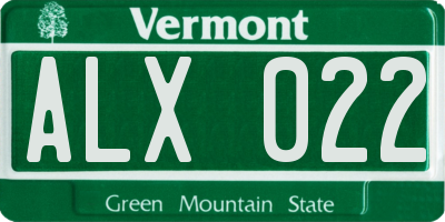 VT license plate ALX022