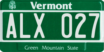 VT license plate ALX027