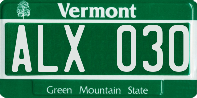 VT license plate ALX030