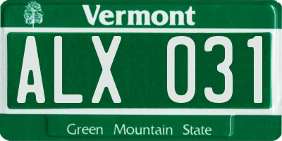 VT license plate ALX031