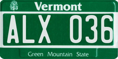 VT license plate ALX036