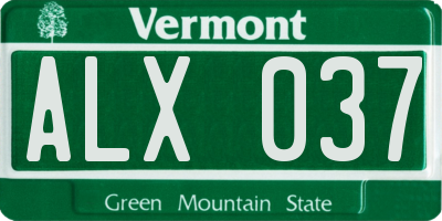 VT license plate ALX037