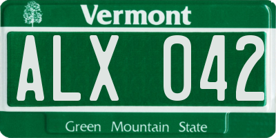 VT license plate ALX042