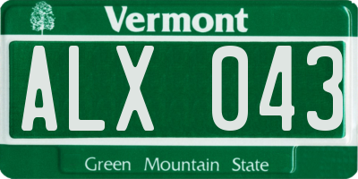 VT license plate ALX043