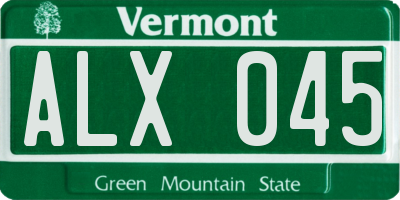 VT license plate ALX045