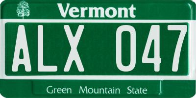 VT license plate ALX047