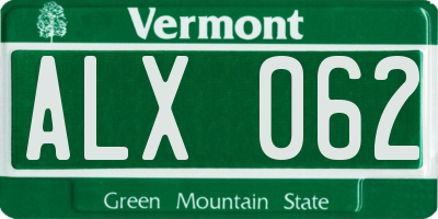 VT license plate ALX062