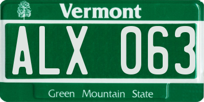 VT license plate ALX063